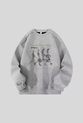 Washed Figure Graphic Oversized Crew Neck Sweatshirt