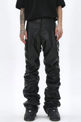 Ruched Faux Leather Straight Leg Pants