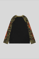 Camo Sleeve Character Graphic Raglan Tee