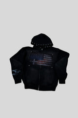 Washed Flag Graphic Pullover Hoodie