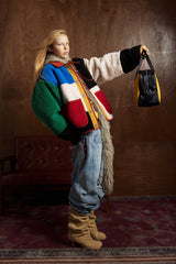 Color Block Sherpa Patch Pocket Coat