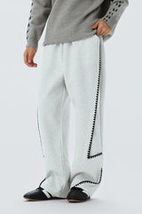 Deconstructed Shell Embroidered Straight Leg Sweatpants