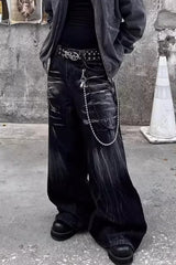 Lightning Wash Wide Leg Jeans