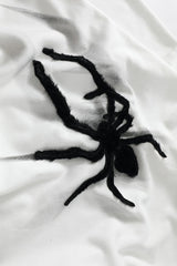 Flocked Spider Snap Hem Hoodie