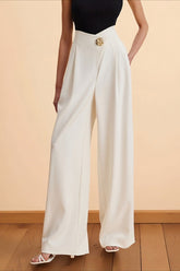 Asymmetrical Waist High Waist Wide Leg Casual Pants