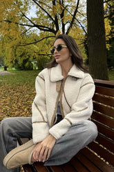 Lapel Faux Shearling Fleece Coat