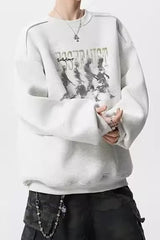 Washed Figure Graphic Oversized Crew Neck Sweatshirt