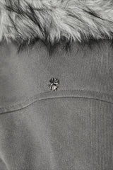 Fur Lined Cross Patch Hooded Coat