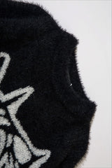Fuzzy Graffiti Jacquard Relaxed Sweater