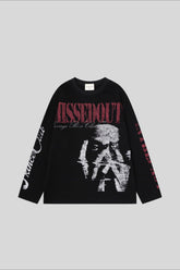 Distressed Face Graphic Waffle Long Sleeve Tee