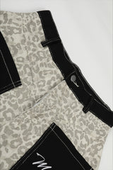 Leopard Contrast Pocket Barrel Leg Pants