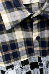 Checkerboard Photo Script Plaid Long Sleeve Shirt