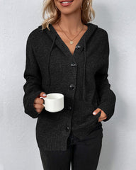 FERNANDA - SOLID HOODED JACKET WITH DRAWSTRINGS