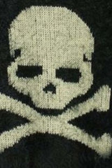 Fuzzy Skull Jacquard Relaxed Crew Neck Sweater