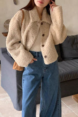 Thickened Lapel Cropped Coat