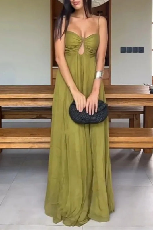 Hollow Out Spaghetti Maxi Dress