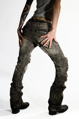 Stacked Wash Slim Flare Jeans
