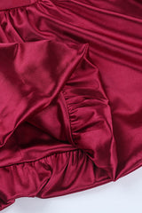 Sexy Satin Patchwork Waist-Cinched Tulip Hem Party Dress