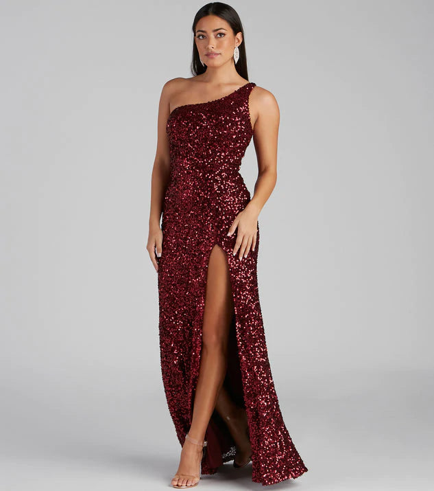 Lyla Formal One Charming Shoulder Sequin Dress