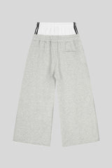 Double Waist Varsity Wide Leg Sweatpants