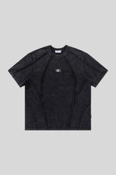 Washed Raw Seam Logo Patch Short Sleeve T-Shirt
