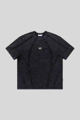 Washed Raw Seam Logo Patch Short Sleeve T-Shirt