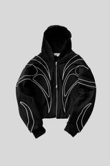 Abstract Piping Double Zip Hoodie