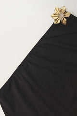 One Shoulder Metal Detail Flared Sleeve Top High Waist Skirt Set