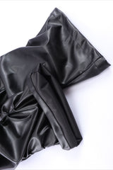 Ruched Faux Leather Straight Leg Pants