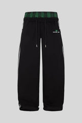 Stripe Embroidered Double Waist Sweatpants