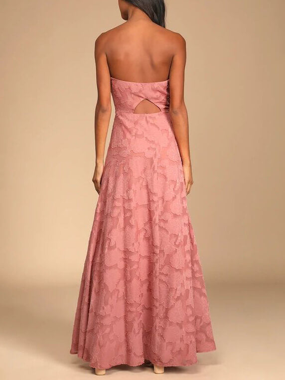 Evening Gown Strapless Slim Graceful Fit Slit Maxi Dress