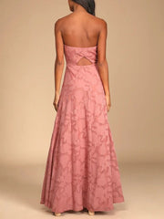 Evening Gown Strapless Slim Graceful Fit Slit Maxi Dress