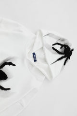 Flocked Spider Snap Hem Hoodie