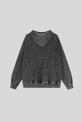 Rhinestone Panel Washed Hooded Coat