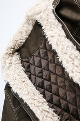 Sherpa Collar Washed Utility Zip Coat