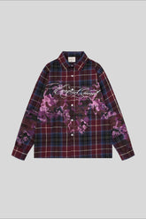Racing Typography Graphic Plaid Long Sleeve Shirt