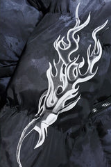 Washed Back Graphic Oversized Puffer Jacket