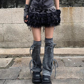 Trim Puffy Frilly Skirt Black / XS
