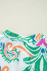 Green Tribal Bracelet Sleeve Buttoned Mini Dress