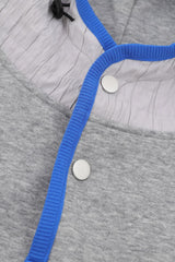 Cable Hood Contrast Placket Hoodie
