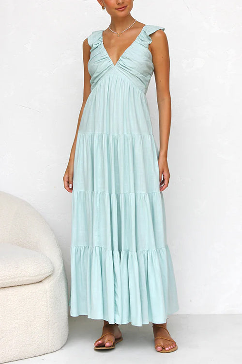 V-Neck Ruffle Maxi Dress