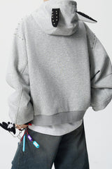 Horn Hood Studded Full Zip Hoodie