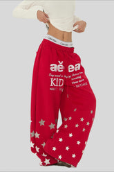 Star Typography Balloon Leg Sweatpants