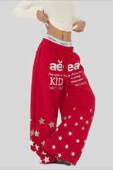 Star Typography Balloon Leg Sweatpants