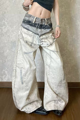 Digital Graphic Low Rise Straight Leg Jeans