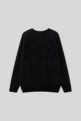Fuzzy Graffiti Jacquard Relaxed Sweater
