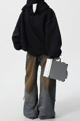 Horn Hood Studded Full Zip Hoodie