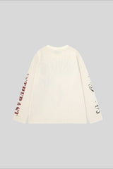 Distressed Face Graphic Waffle Long Sleeve Tee