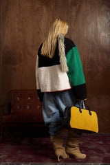 Color Block Sherpa Patch Pocket Coat