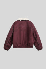 Sherpa Collar Washed Utility Zip Coat
